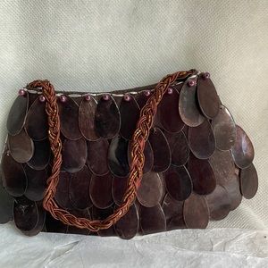 Lovely capiz shell brown gray purse small party bag cruise wedding